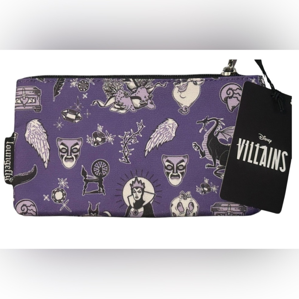 Loungefly Purple Villains-Themed Zip Pouch NWT
